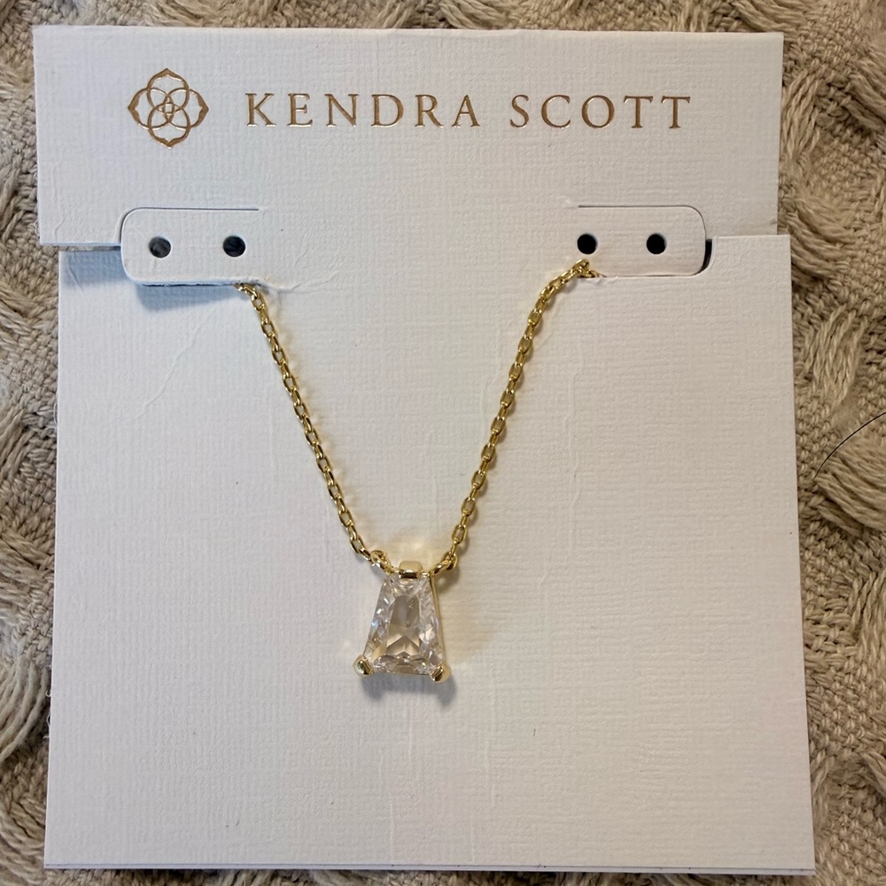 Kendra Scott Gold Necklace with Clear Pendant